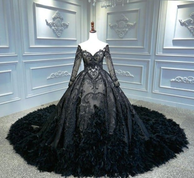 Jadis Luxury Black Lace Wedding Dress ...